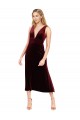Wholesale V-Back Burgundy A-Line V-Neck Midi Length Prom Dress Canada