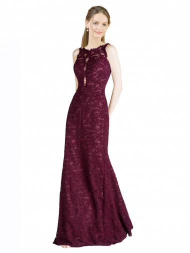 Wholesale Keyhole Back Burgundy Gold A-Line High Neck Long Prom Dress Canada