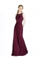 Wholesale Keyhole Back Burgundy Gold A-Line High Neck Long Prom Dress Canada