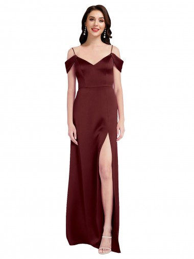 Wholesale Burgundy Gold A-Line V-Neck Sleeveless Long Prom Dress Canada