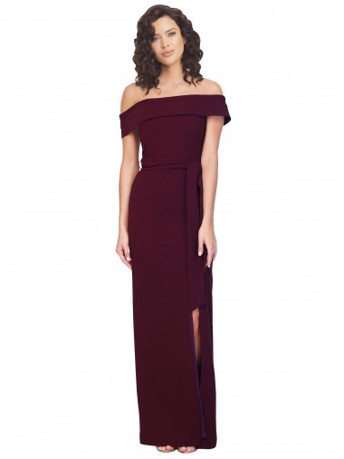 Wholesale Low Back Burgundy Gold Sheath Square Neck Long Prom Dress Canada