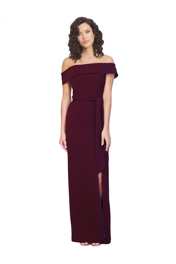 Wholesale Low Back Burgundy Gold Sheath Square Neck Long Prom Dress Canada