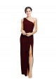 Wholesale Burgundy Gold Sheath One Shoulder Long Black Tie Prom Dress Canada