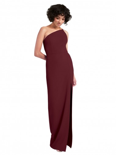 Wholesale Burgundy Gold Sheath One Shoulder Long Prom Dress Canada
