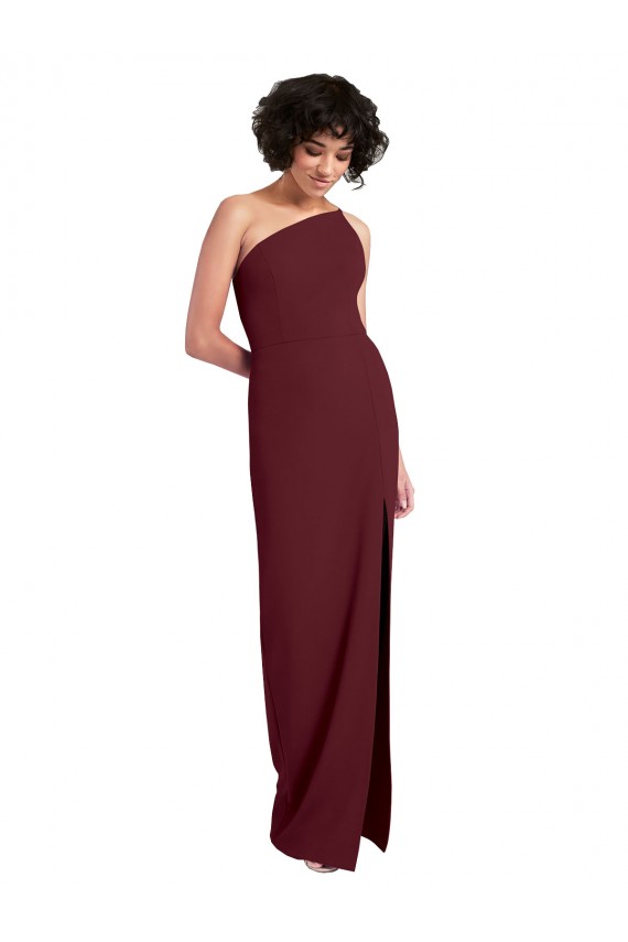 Wholesale Burgundy Gold Sheath One Shoulder Long Prom Dress Canada