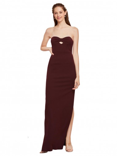 Wholesale Burgundy Gold Sheath Strapless Long Prom Dress Canada