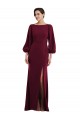 Wholesale Burgundy Gold Trumpet Bateau Neck Long Stretch Crepe Prom Dress Canada