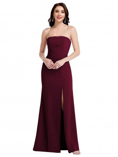 Wholesale Burgundy Gold Trumpet Strapless Long Prom Dress Canada