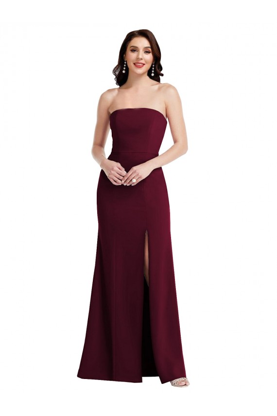 Wholesale Burgundy Gold Trumpet Strapless Long Prom Dress Canada