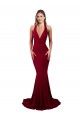 Wholesale Open Back Burgundy Mermaid V-Neck Long Prom Dress Canada