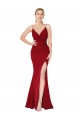 Wholesale V-Back Burgundy Mermaid V-Neck Long Prom Dress Canada