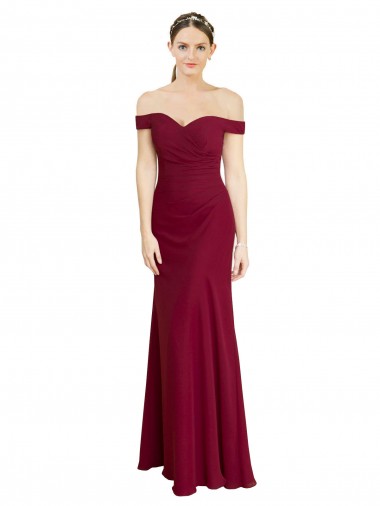 Wholesale Burgundy Mermaid Off the Shoulder Long Black Tie Prom Dress Canada