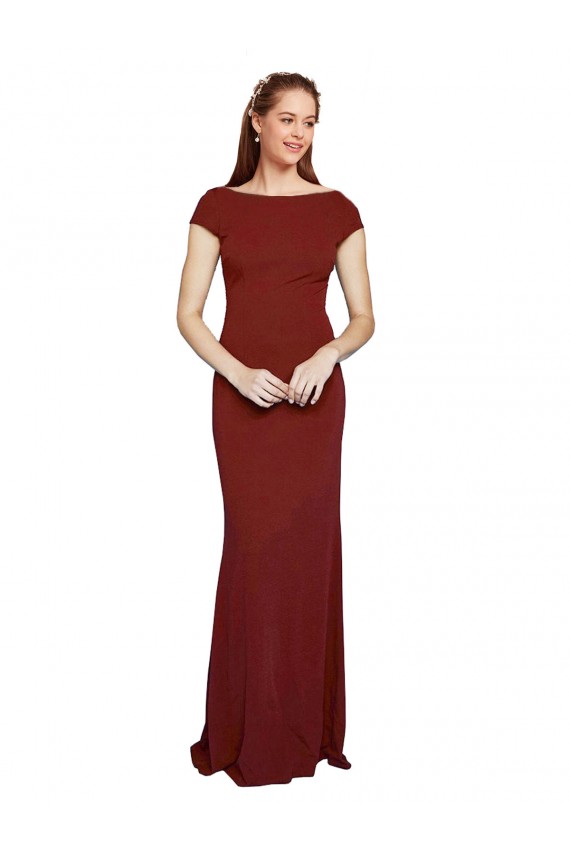 Wholesale Keyhole Back Burgundy Mermaid Round Neck Long Prom Dress Canada