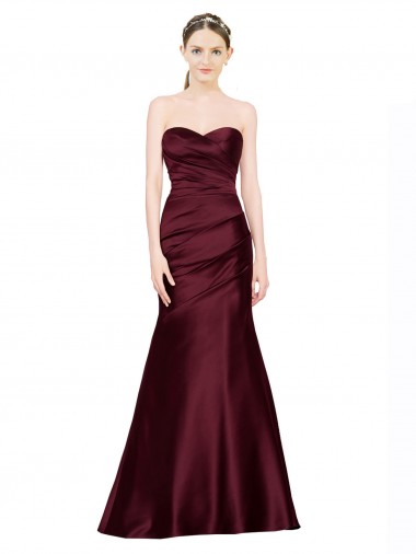 Wholesale Low Back Burgundy Mermaid Sweetheart Long Prom Dress Canada