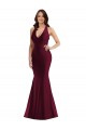 Wholesale Open Back Burgundy Mermaid V-Neck Long Plus Size Formal Prom Dress Canada