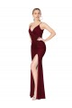 Wholesale V-Back Burgundy Mermaid High Neck Long Prom Dress Canada