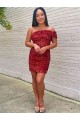 Wholesale Burgundy Sheath One Shoulder Short Prom Dress Canada