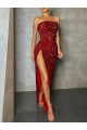 Wholesale Burgundy Sheath Strapless Long Prom Dress Canada