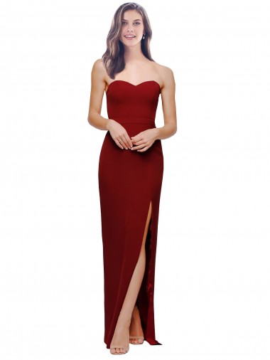 Wholesale Low Back Burgundy Sheath Sweetheart Long Prom Dress Canada