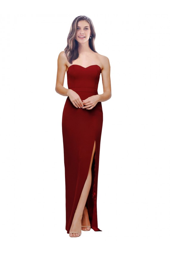 Wholesale Low Back Burgundy Sheath Sweetheart Long Prom Dress Canada