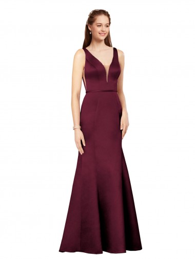 Wholesale V-Back Burgundy Sheath V-Neck Long Prom Dress Canada