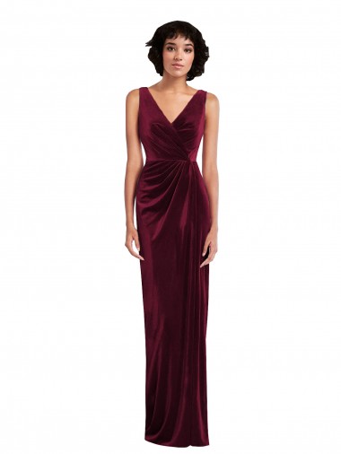 Wholesale Burgundy Sheath V-Neck Long Prom Dress Canada