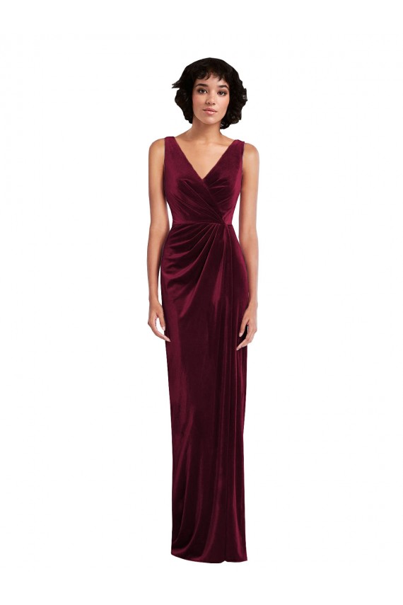Wholesale Burgundy Sheath V-Neck Long Prom Dress Canada