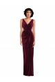 Wholesale Burgundy Sheath V-Neck Long Prom Dress Canada