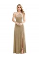 Wholesale Open Back Champagne A-Line High Neck Long Prom Dress Canada