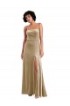 Wholesale Low Back Champagne A-Line Square Neck Long Prom Dress Canada