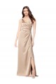 Wholesale Low Back Champagne Pink A-Line V-Neck Long Prom Dress Canada
