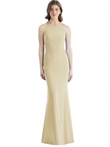 Wholesale Open Back Champagne Trumpet Bateau Neck Long Prom Dress Canada