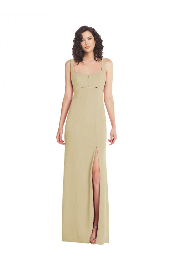 Wholesale Low Back Champagne Trumpet Square Neck Long Prom Dress Canada