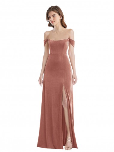 Wholesale Cinnamon Rose A-Line Off the Shoulder Long Prom Dress Canada