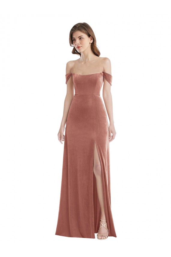 Wholesale Cinnamon Rose A-Line Off the Shoulder Long Prom Dress Canada