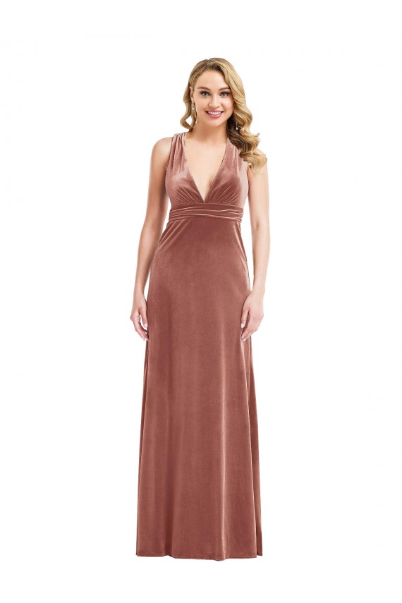 Wholesale Open Back Cinnamon Rose A-Line V-Neck Long Prom Dress Canada