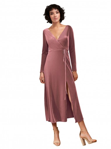 Wholesale Cinnamon Rose A-Line V-Neck Midi Length Black Tie Prom Dress Canada