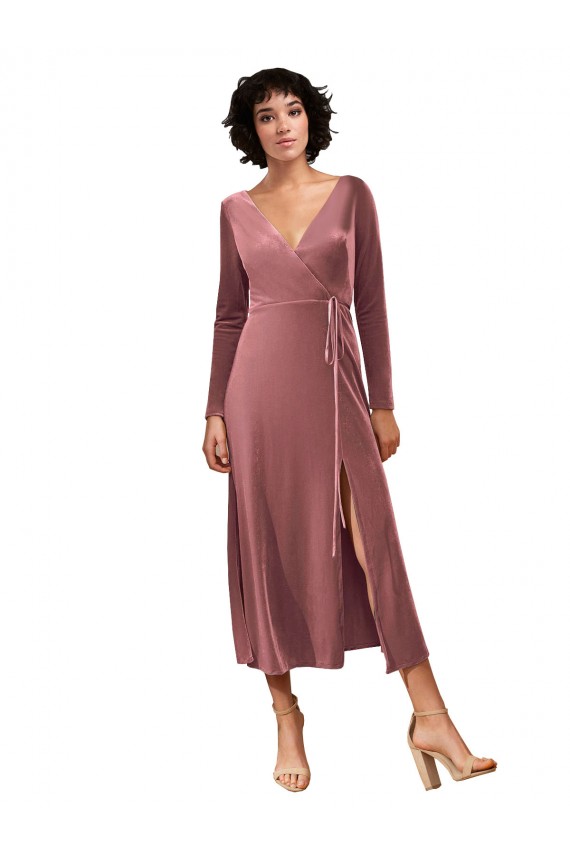Wholesale Cinnamon Rose A-Line V-Neck Midi Length Black Tie Prom Dress Canada