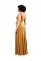 Wholesale V-Back Gold Column V-Neck Long Black Tie Prom Dress Canada
