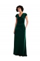 Wholesale Dark Green A-Line Cowl Neck Long Black Tie Prom Dress Canada