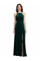 Wholesale Dark Green A-Line High Neck Long Prom Dress Canada