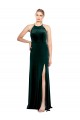 Wholesale Keyhole Back Dark Green A-Line Jewel Neck Long Prom Dress Canada