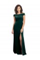 Wholesale Dark Green A-Line Square Neck Long Stretch Velvet Prom Dress Canada