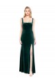 Wholesale Dark Green A-Line Square Neck Long Prom Dress Canada