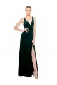 Wholesale V-Back Dark Green A-Line V-Neck Long Black Tie Prom Dress / Prom Dress Canada