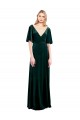 Wholesale Dark Green A-Line V-Neck Long Stretch Velvet Prom Dress Canada