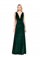 Wholesale V-Back Dark Green A-Line V-Neck Long Prom Dress Canada