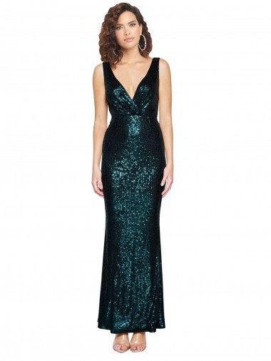 Wholesale Dark Green Mermaid V-Neck Long Prom Dress Canada
