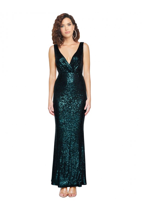 Wholesale Dark Green Mermaid V-Neck Long Prom Dress Canada