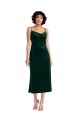 Wholesale Open Back Dark Green Sheath Cowl Neck Midi Length Black Tie Prom Dress Canada